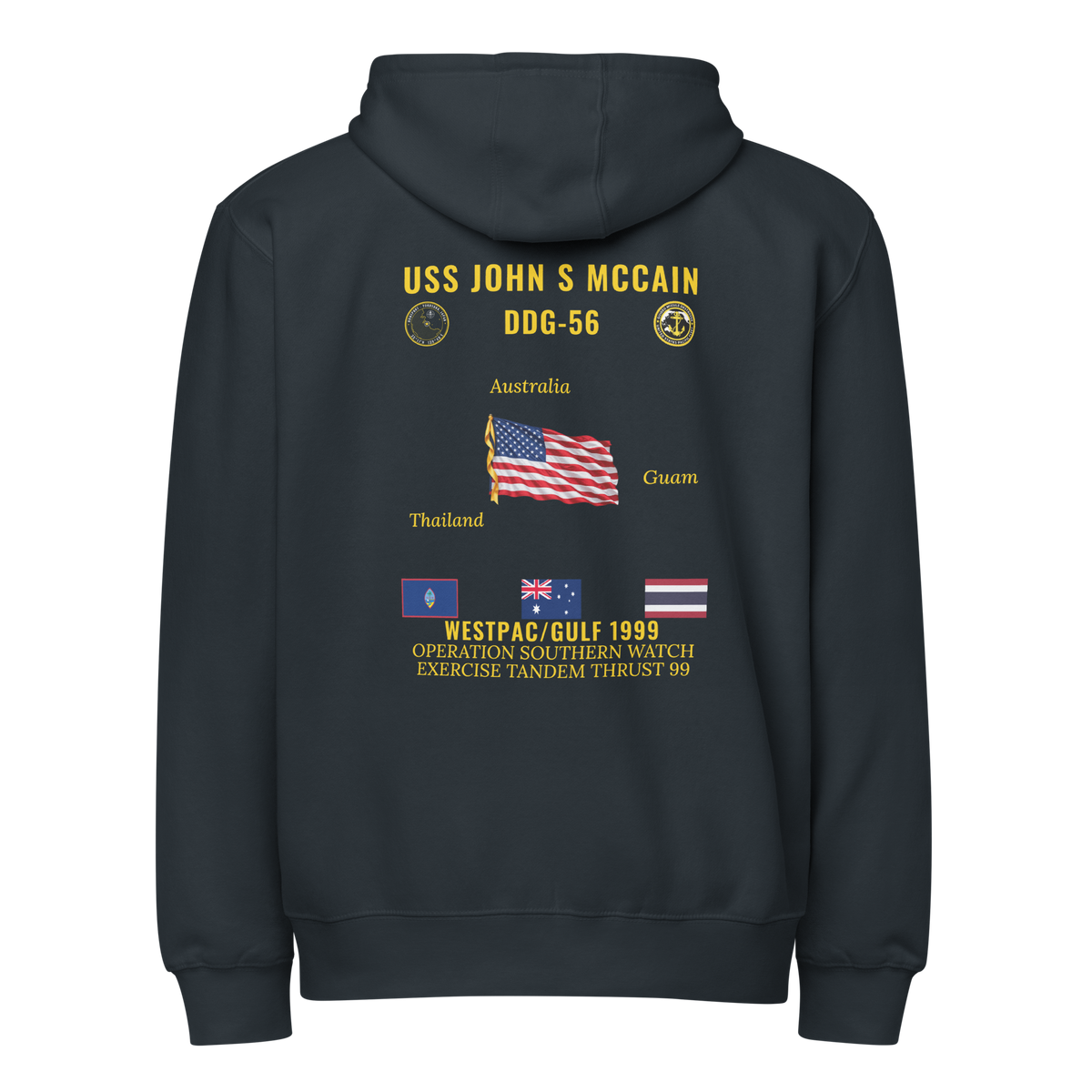 USS John S McCain (DDG-56) 1999 WestPac/Gulf Cruise Zip Hoodie