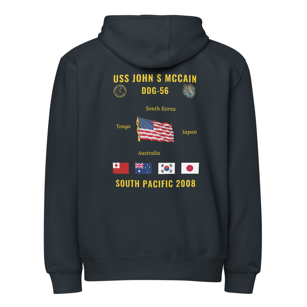 USS John S McCain (DDG-56) 2008 South Pacific Cruise Zip Hoodie