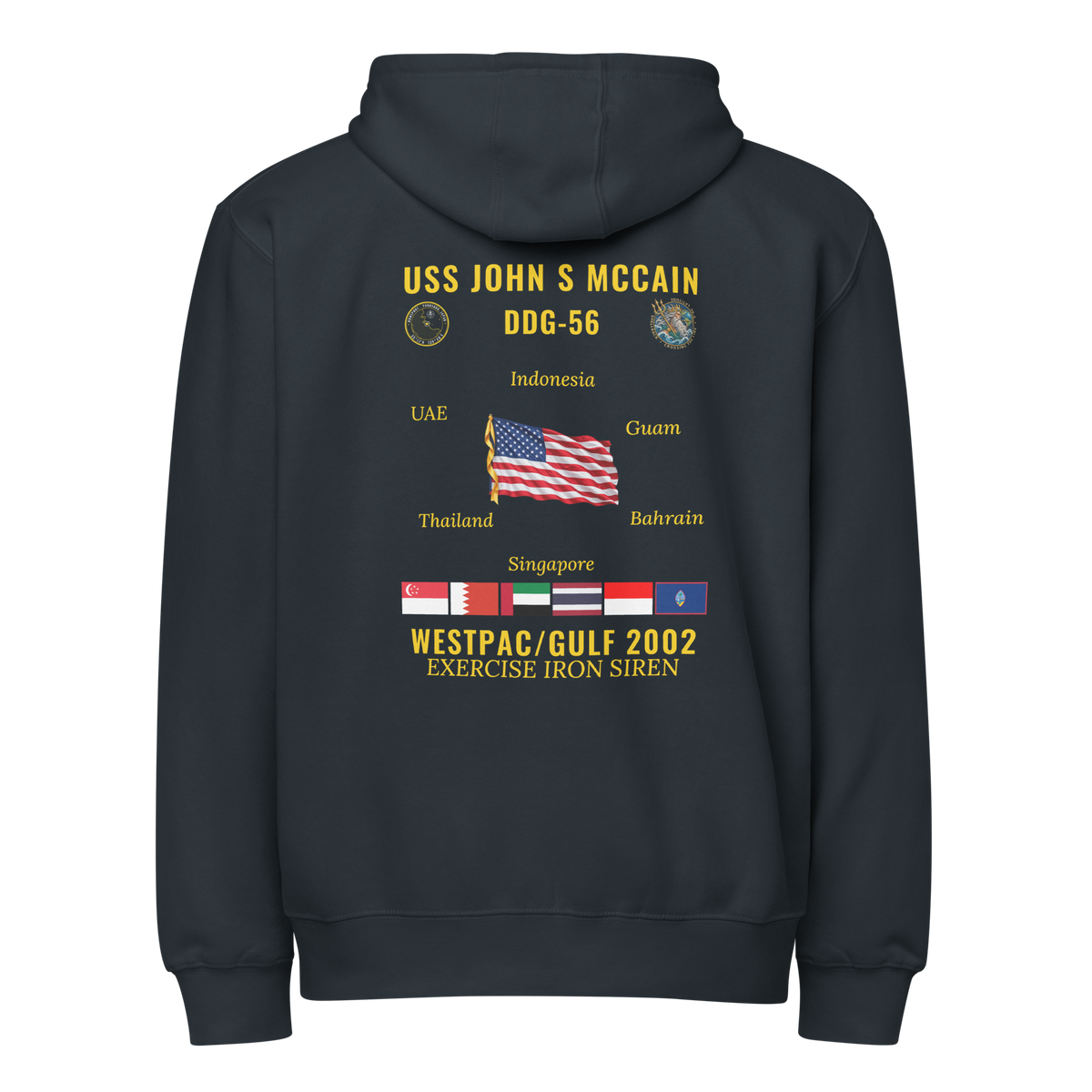 USS John S McCain (DDG-56) 2002 WestPac/Gulf Cruise Zip Hoodie