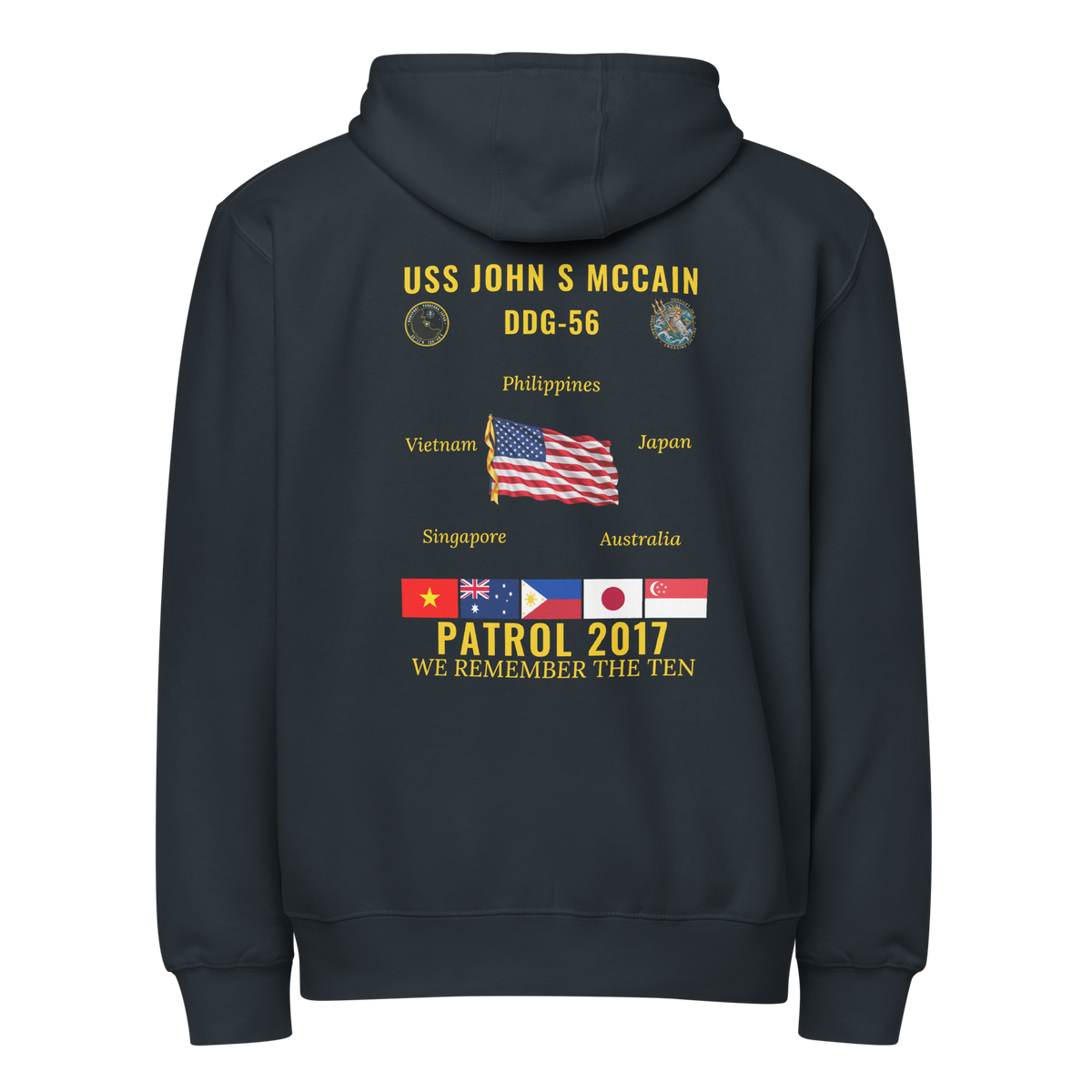 USS John S McCain (DDG-56) 2017 Patrol Cruise Zip Hoodie