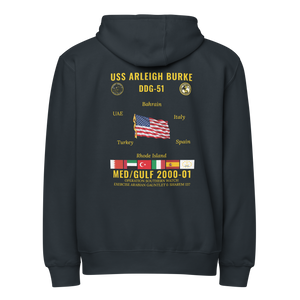 USS Arleigh Burke (DDG-51) 2000-01 Med/Gulf Cruise Zip Hoodie