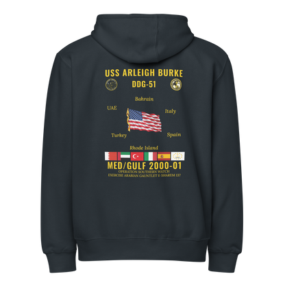 USS Arleigh Burke (DDG-51) 2000-01 Med/Gulf Cruise Zip Hoodie