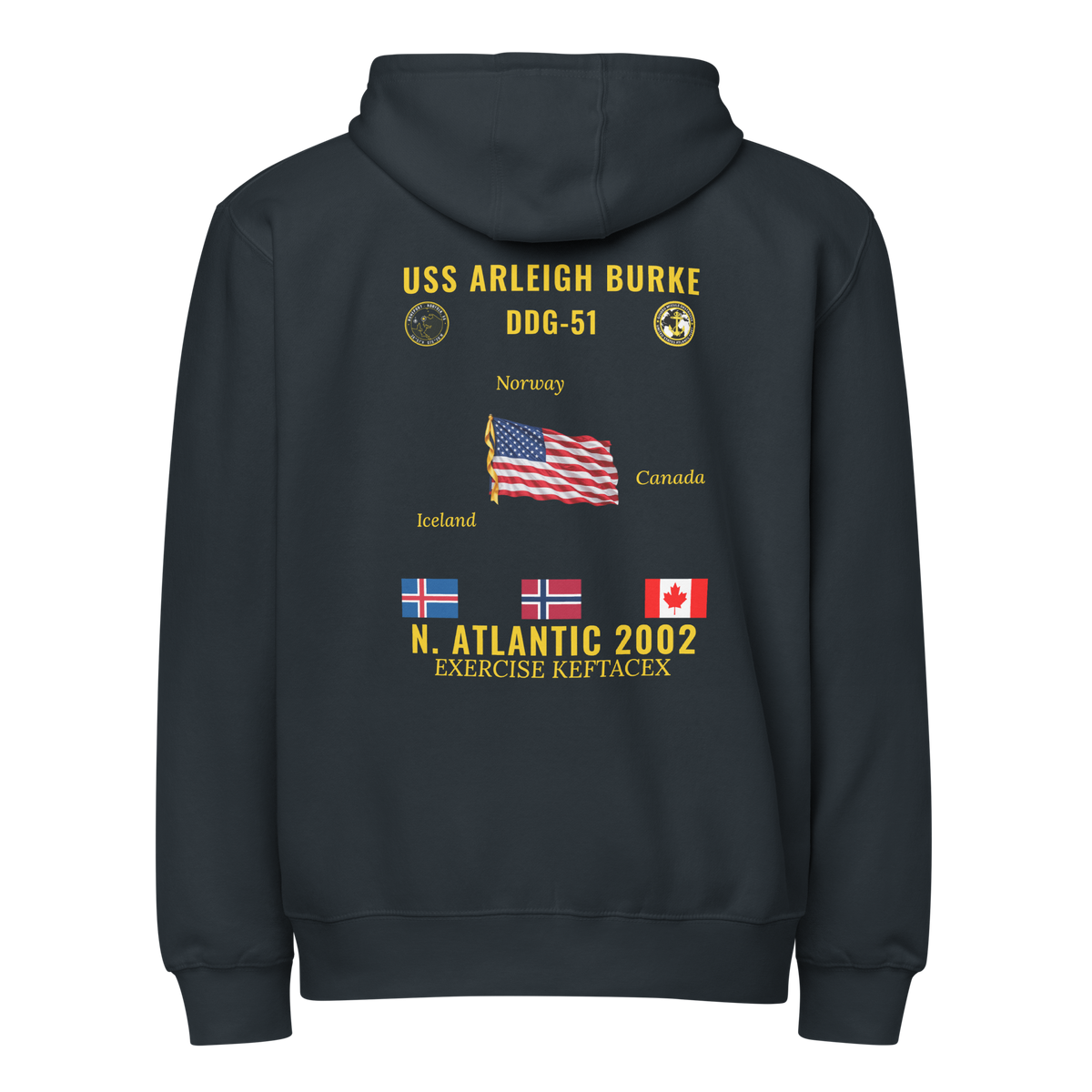 USS Arleigh Burke (DDG-51) 2002 N. Atlantic Cruise Zip Hoodie