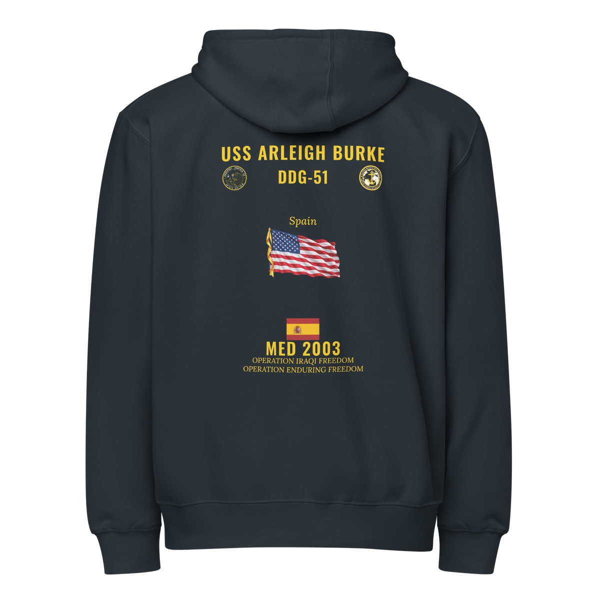 USS Arleigh Burke (DDG-51) 2003 Med Cruise Zip Hoodie