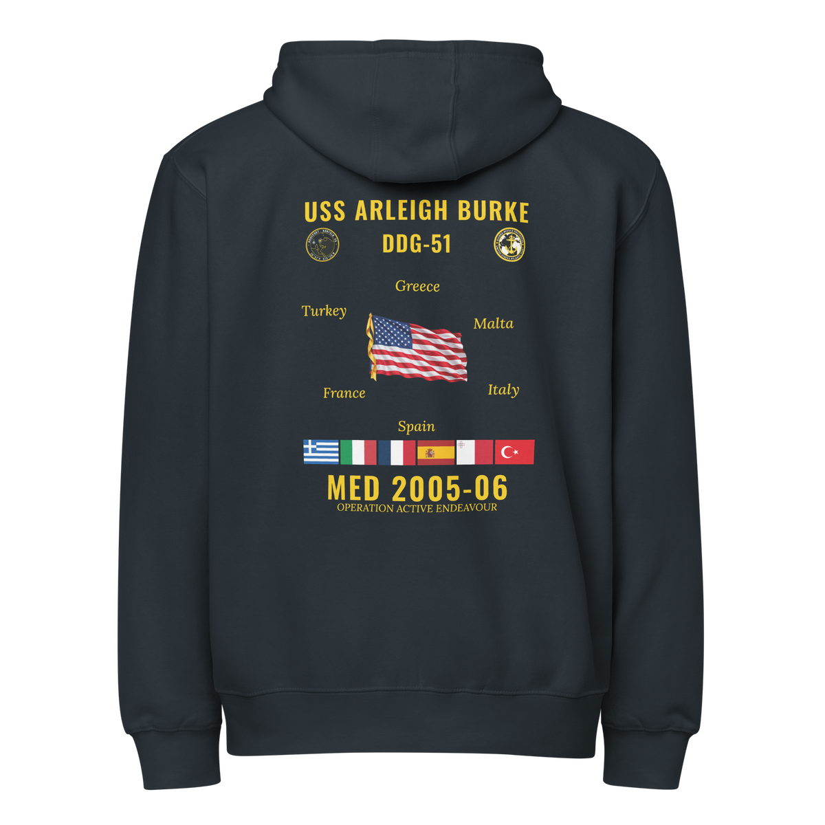 USS Arleigh Burke (DDG-51) 2005-06 Med Cruise Zip Hoodie