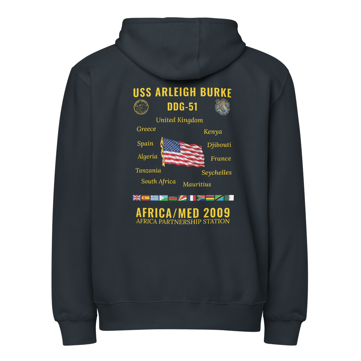 USS Arleigh Burke (DDG-51) 2009 Africa/Med Cruise Zip Hoodie