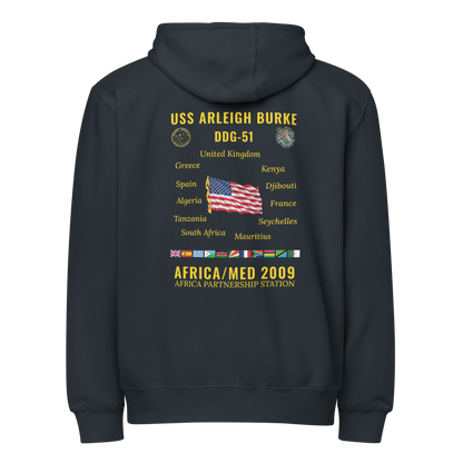 USS Arleigh Burke (DDG-51) 2009 Africa/Med Cruise Zip Hoodie