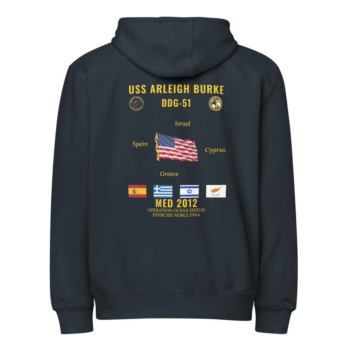 USS Arleigh Burke (DDG-51) 2012 Med Cruise Zip Hoodie
