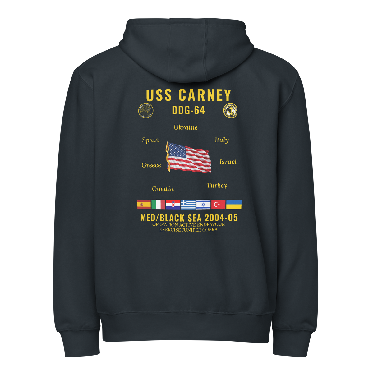 USS Carney (DDG-64) 2004-05 Med/Black Sea Cruise Zip Hoodie