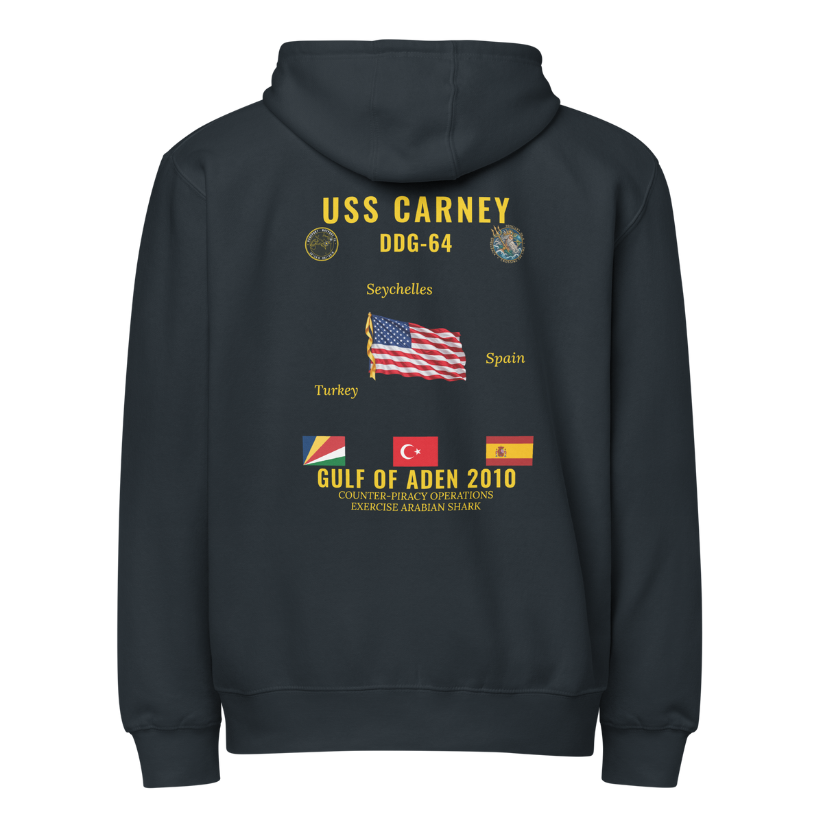 USS Carney (DDG-64) 2010 Gulf Of Aden Cruise Zip Hoodie