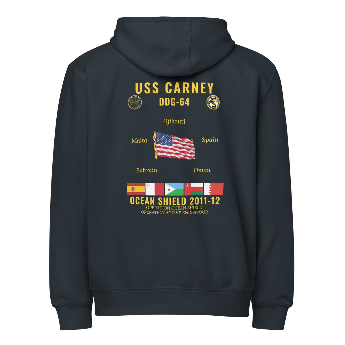 USS Carney (DDG-64) 2011-12 Ocean Shield Cruise Zip Hoodie