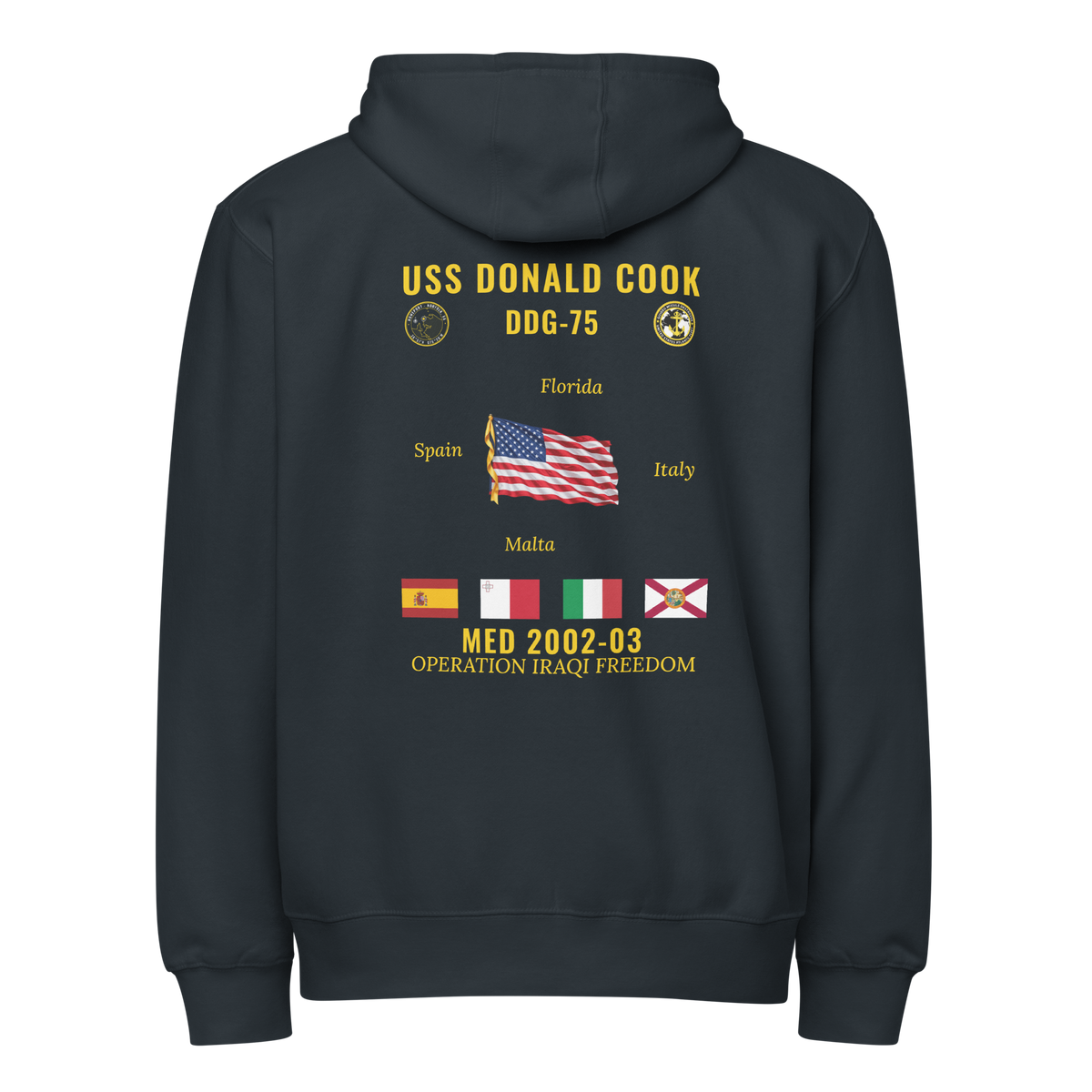 USS Donald Cook (DDG-75) 2002-03 Med Cruise Zip Hoodie