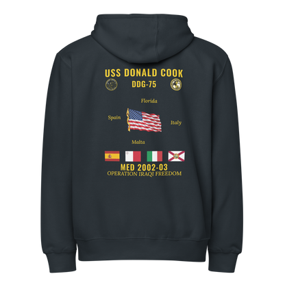 USS Donald Cook (DDG-75) 2002-03 Med Cruise Zip Hoodie