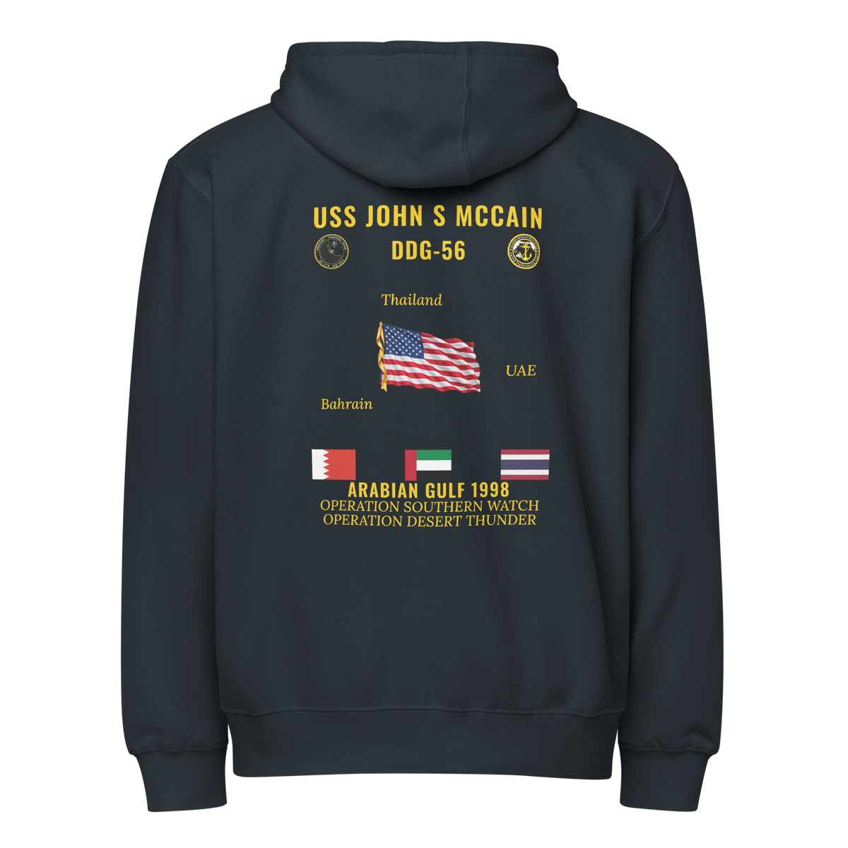 USS John S McCain (DDG-56) 1998 Arabian Gulf Cruise Zip Hoodie