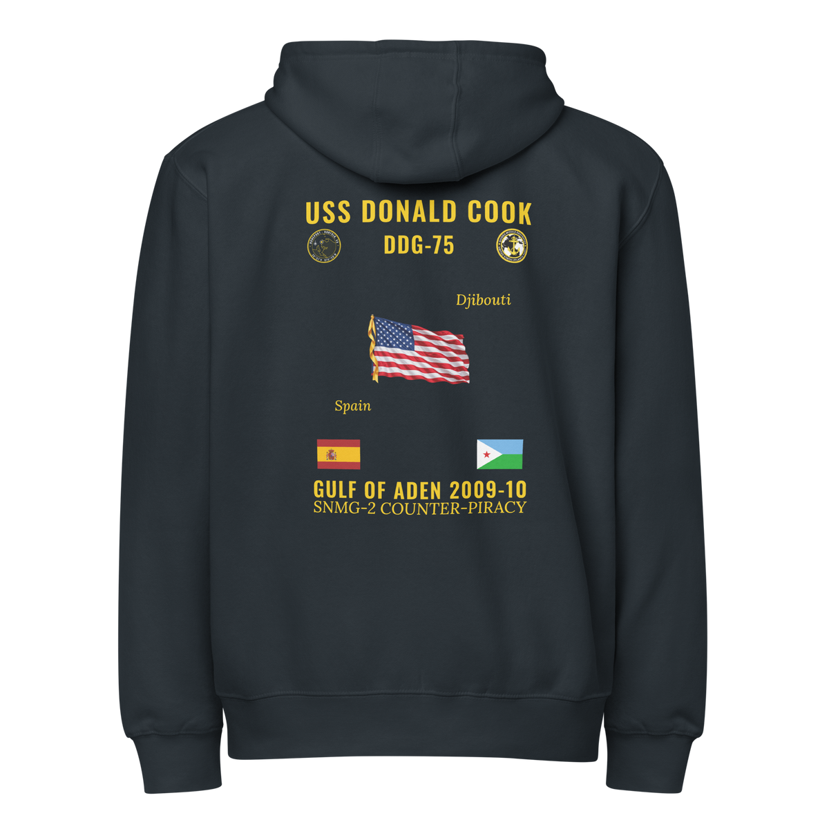 USS Donald Cook (DDG-75) 2009-10 Gulf Of Aden Cruise Zip Hoodie