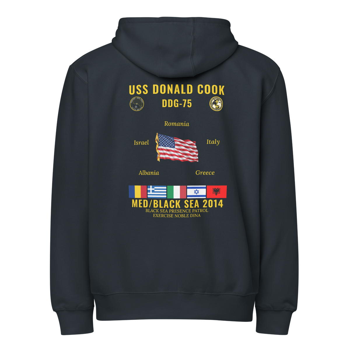 USS Donald Cook (DDG-75) 2014 Med/Black Sea Cruise Zip Hoodie