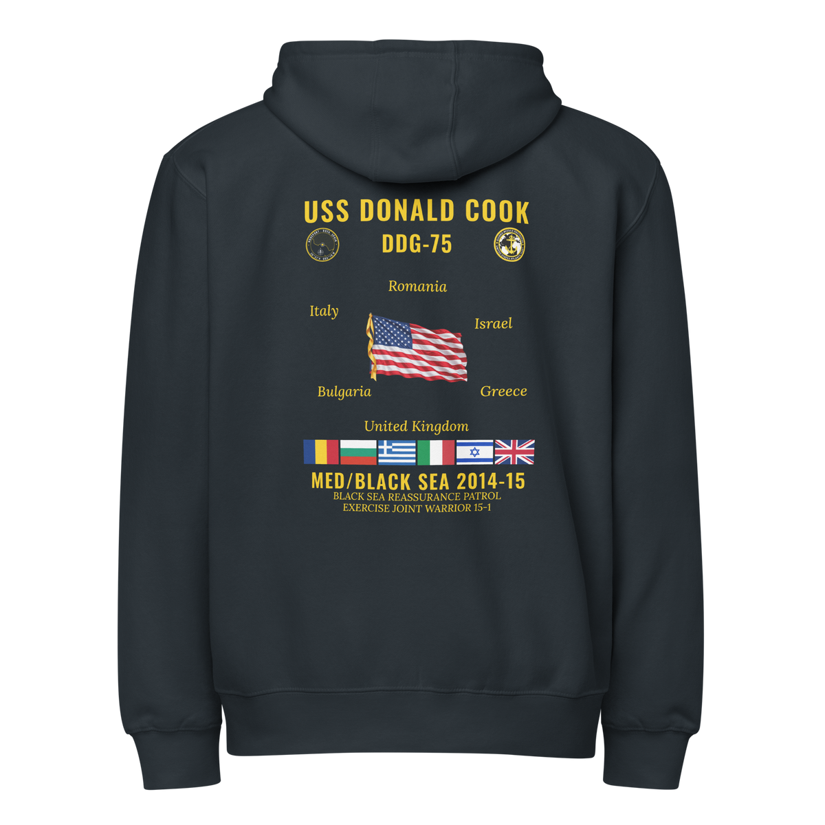 USS Donald Cook (DDG-75) 2014-15 Med/Black Sea Cruise Zip Hoodie