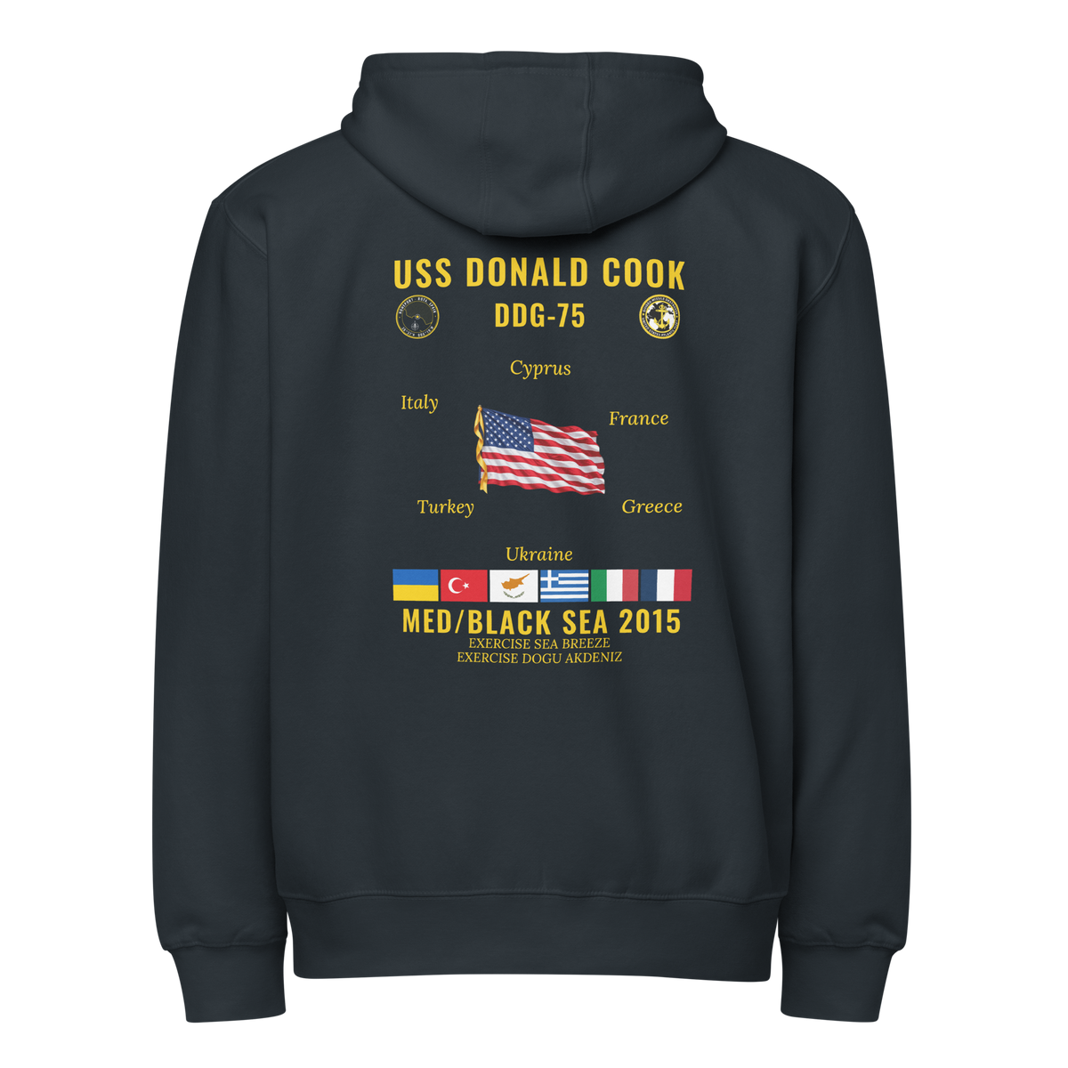 USS Donald Cook (DDG-75) 2015 Med/Black Sea Cruise Zip Hoodie
