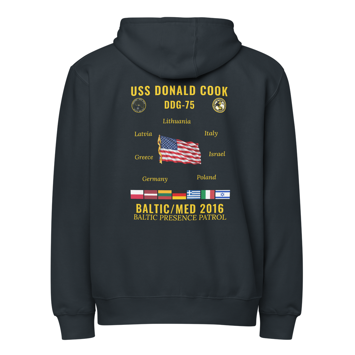 USS Donald Cook (DDG-75) 2016 Baltic/Med Cruise Zip Hoodie