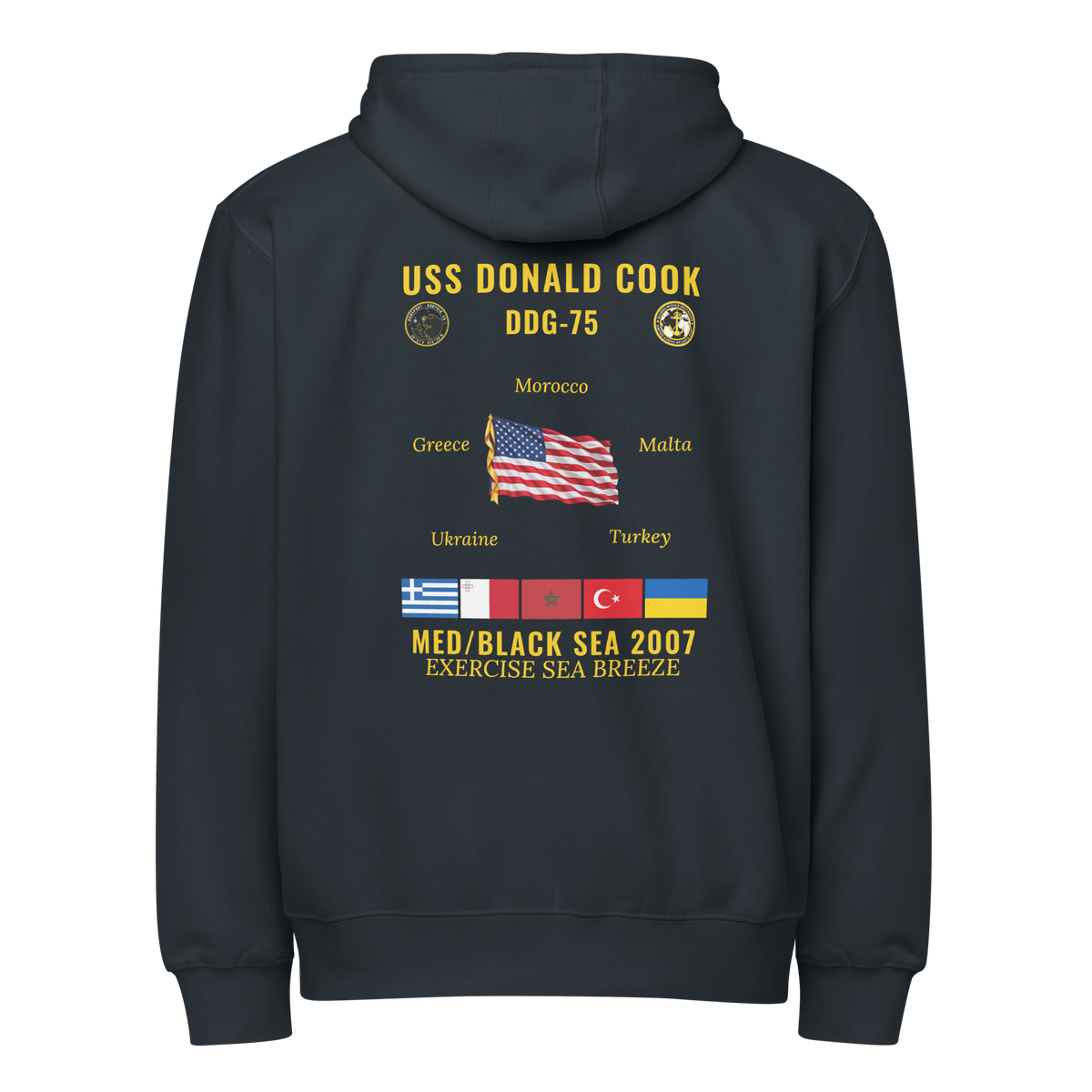 USS Donald Cook (DDG-75) 2007 Med/Black Sea Cruise Zip Hoodie