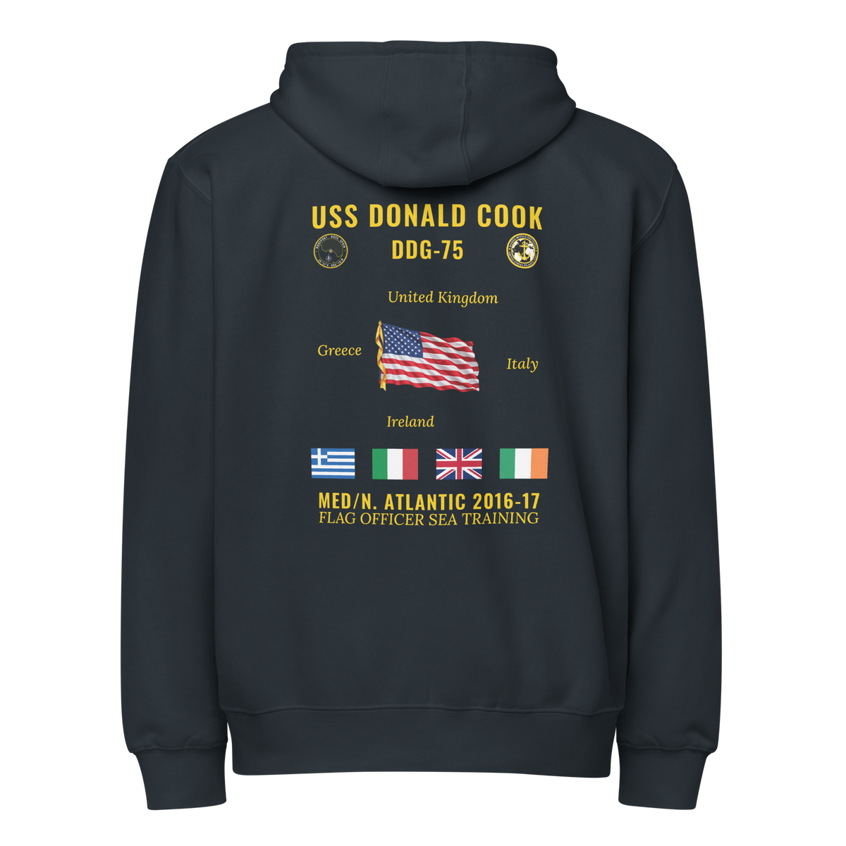 USS Donald Cook (DDG-75) 2016-17 Med/N. Atlantic Cruise Zip Hoodie