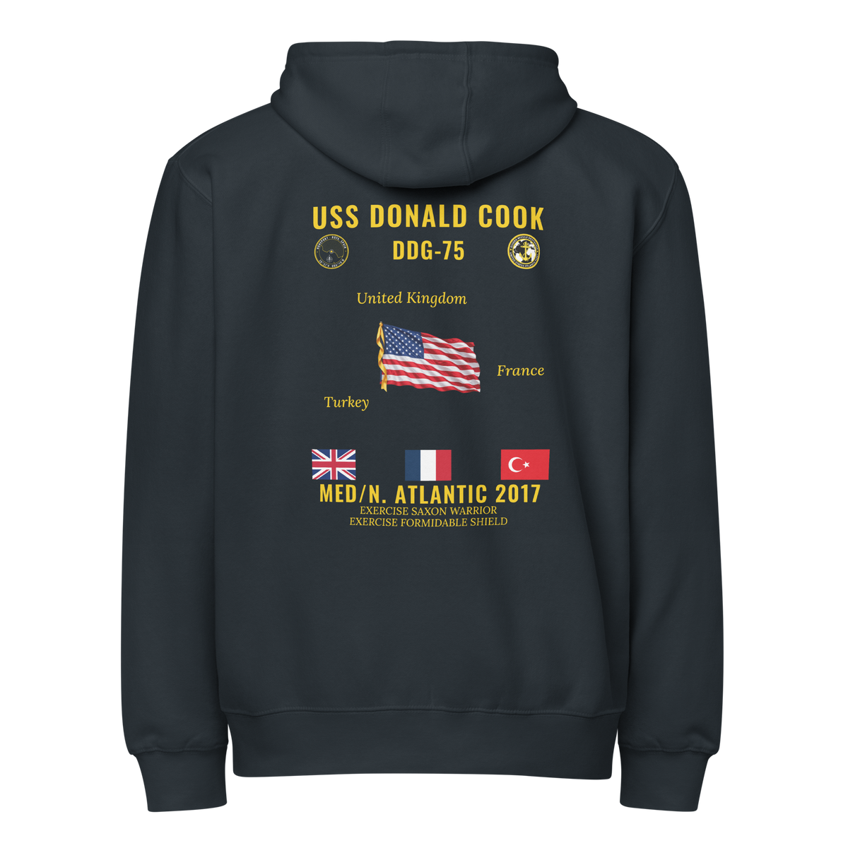 USS Donald Cook (DDG-75) 2017 Med/N. Atlantic Cruise Zip Hoodie