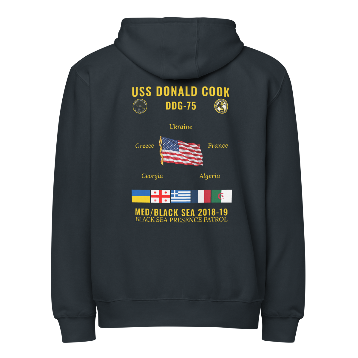 USS Donald Cook (DDG-75) 2018-19 Med/Black Sea Cruise Zip Hoodie