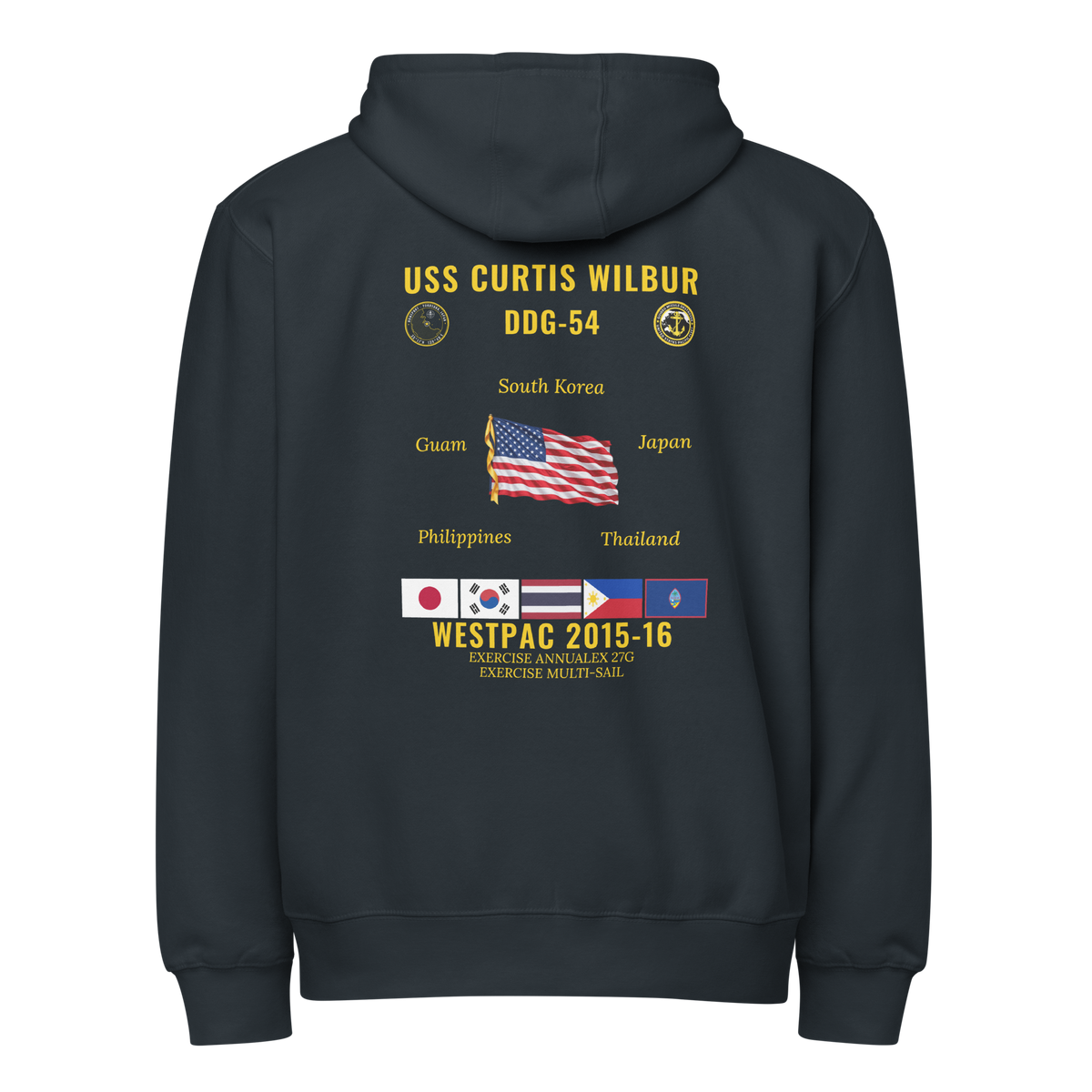USS Curtis Wilbur (DDG-54) 2015-16 WestPac Cruise Zip Hoodie