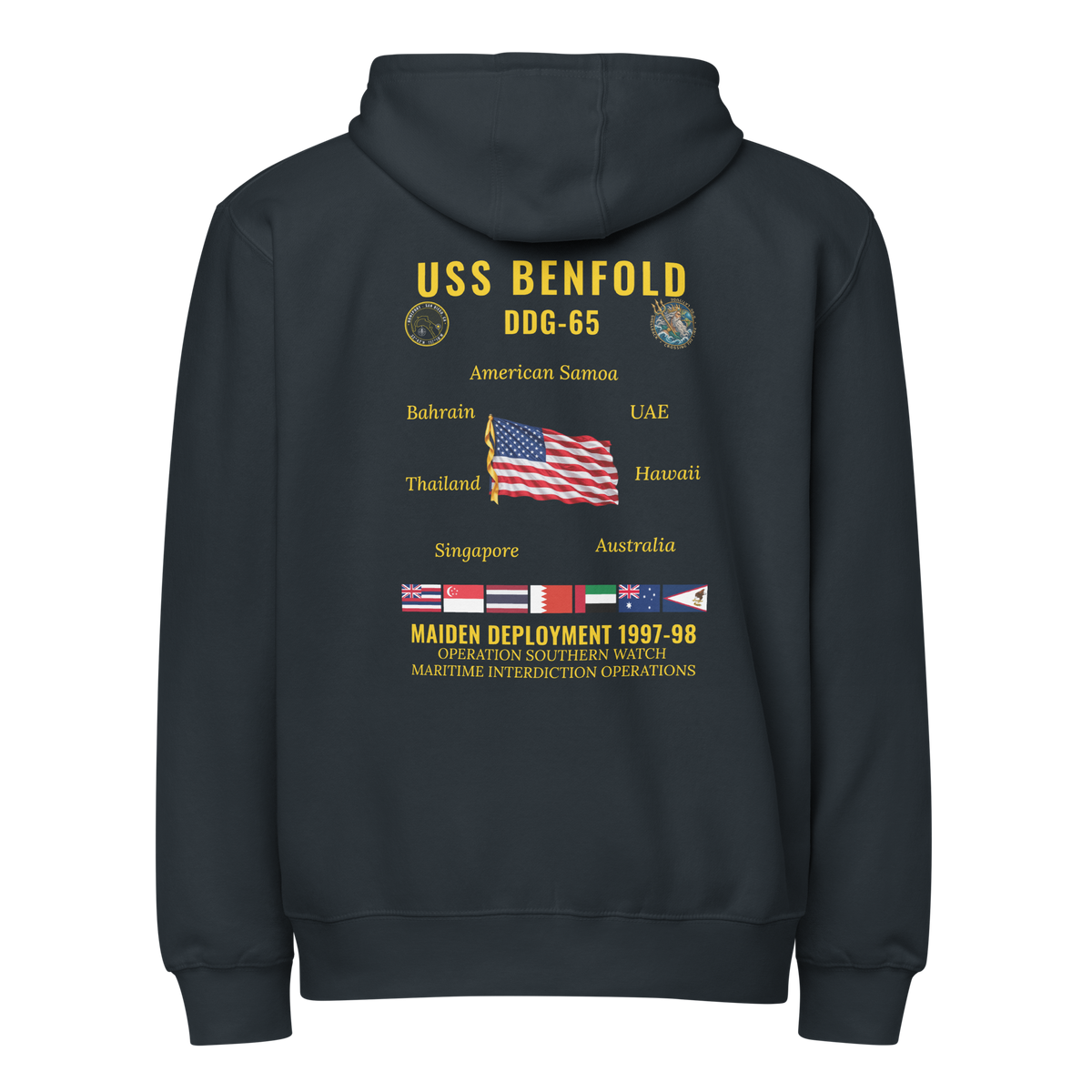 USS Benfold (DDG-65) 1997-98 Maiden Deployment Cruise Zip Hoodie