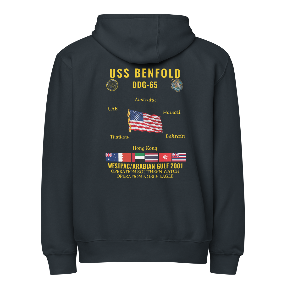 USS Benfold (DDG-65) 2001 WestPac/Arabian Gulf Cruise Zip Hoodie
