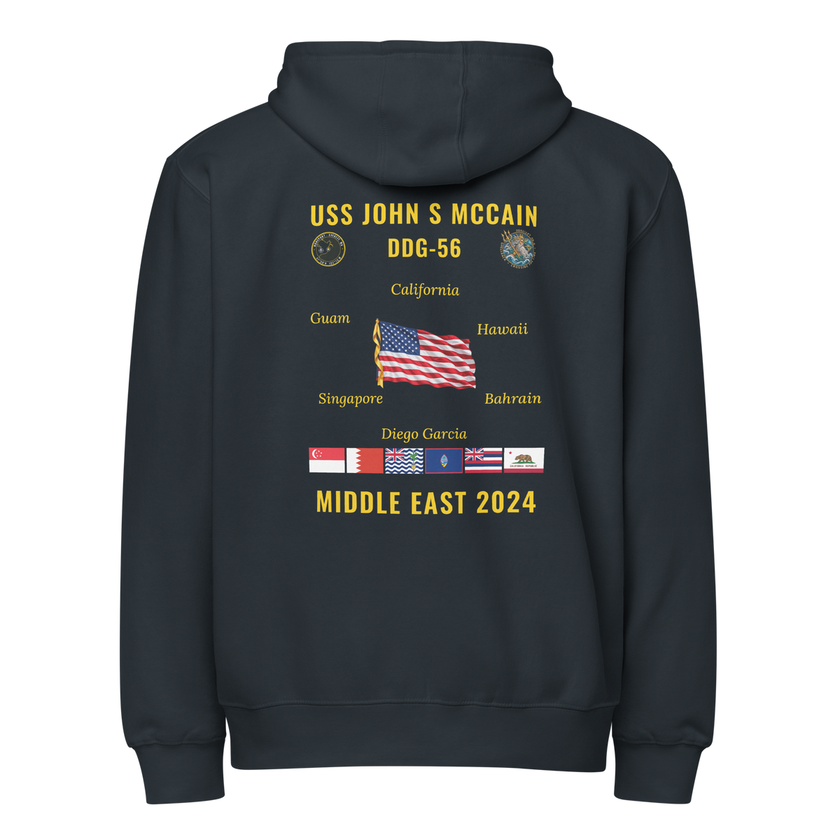 USS John S McCain (DDG-56) 2024 Middle East Cruise Zip Hoodie