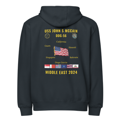 USS John S McCain (DDG-56) 2024 Middle East Cruise Zip Hoodie