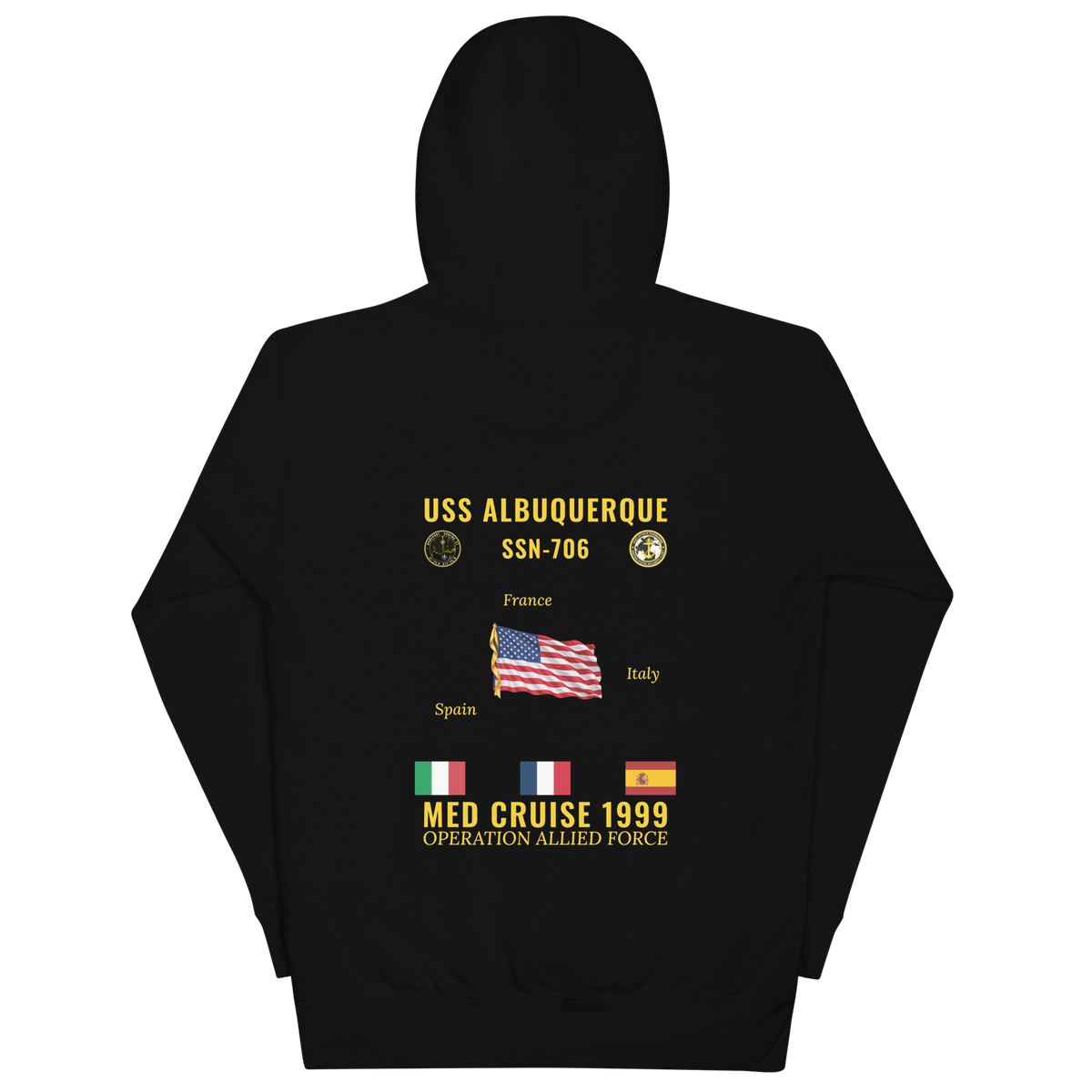 USS Albuquerque (SSN-706) 1999 Med Cruise Hoodie