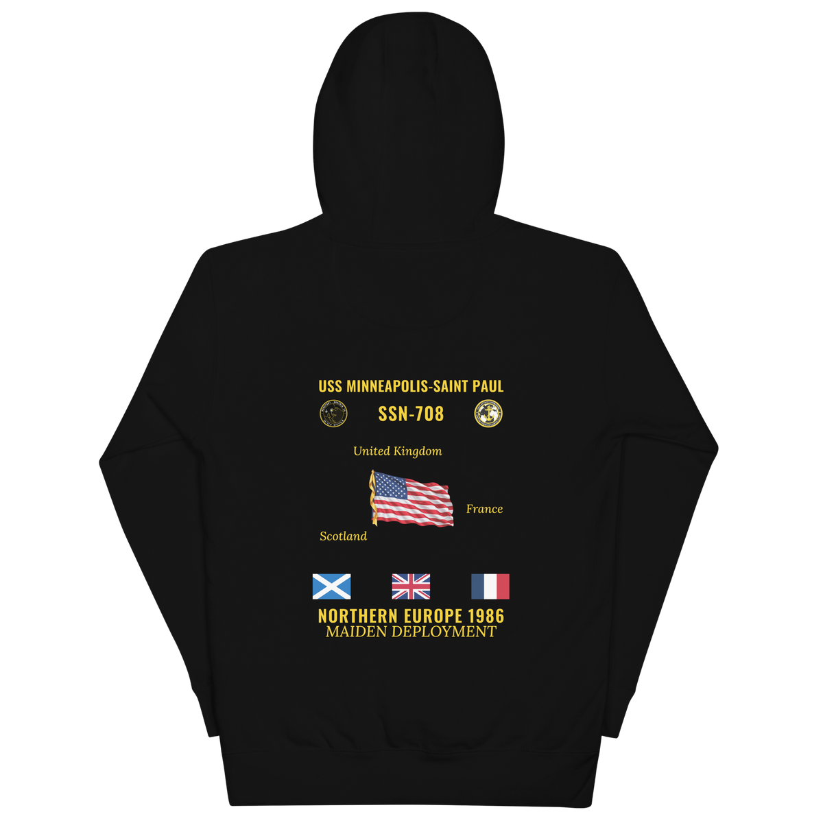 USS Minneapolis-Saint Paul (SSN-708) 1986 Northern Europe Cruise Hoodie