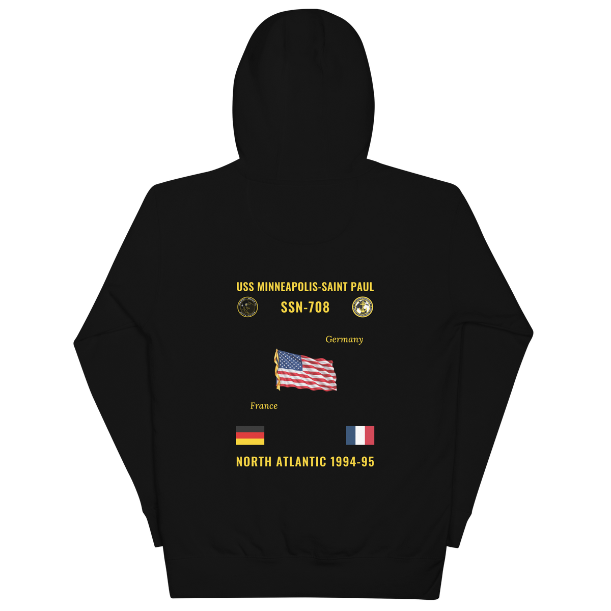 USS Minneapolis-Saint Paul (SSN-708) 1994-95 North Atlantic Cruise Hoodie