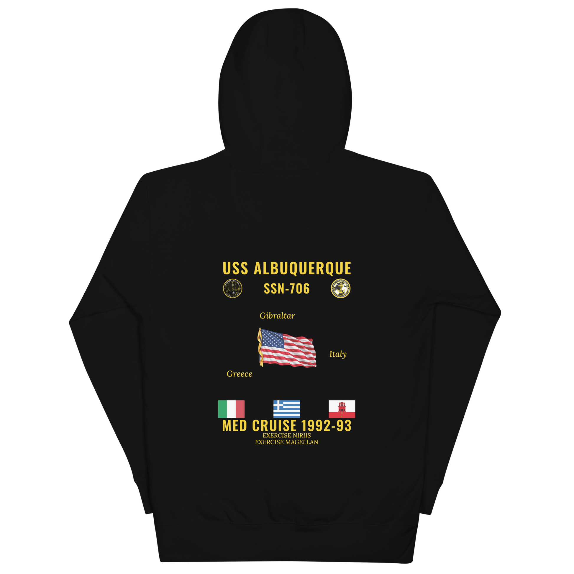 USS Albuquerque (SSN-706) 1992-93 Med Cruise Hoodie