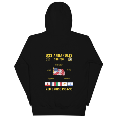USS Annapolis (SSN-760) 1994-95 Med Cruise Hoodie