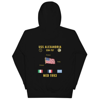 USS Alexandria (SSN-757) 1993 Med Cruise Hoodie