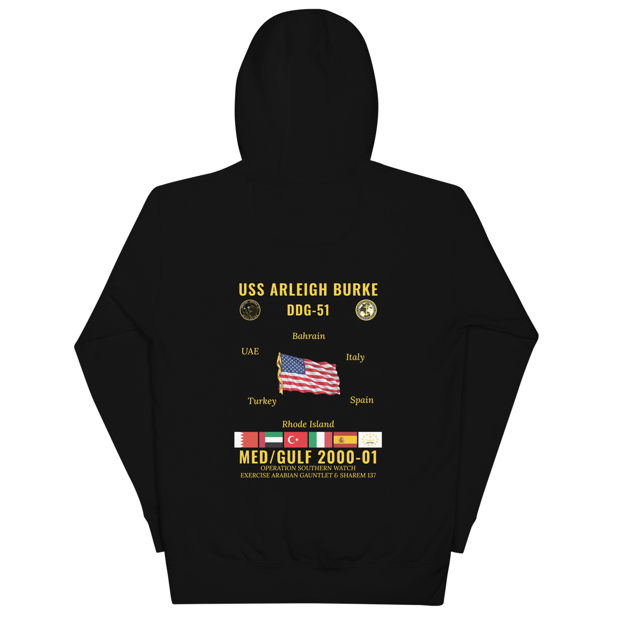 USS Arleigh Burke (DDG-51) 2000-01 Med/Gulf Cruise Hoodie