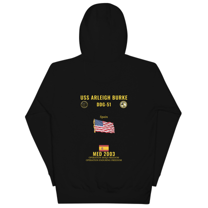 USS Arleigh Burke (DDG-51) 2003 Med Cruise Hoodie