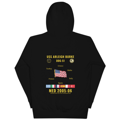 USS Arleigh Burke (DDG-51) 2005-06 Med Cruise Hoodie