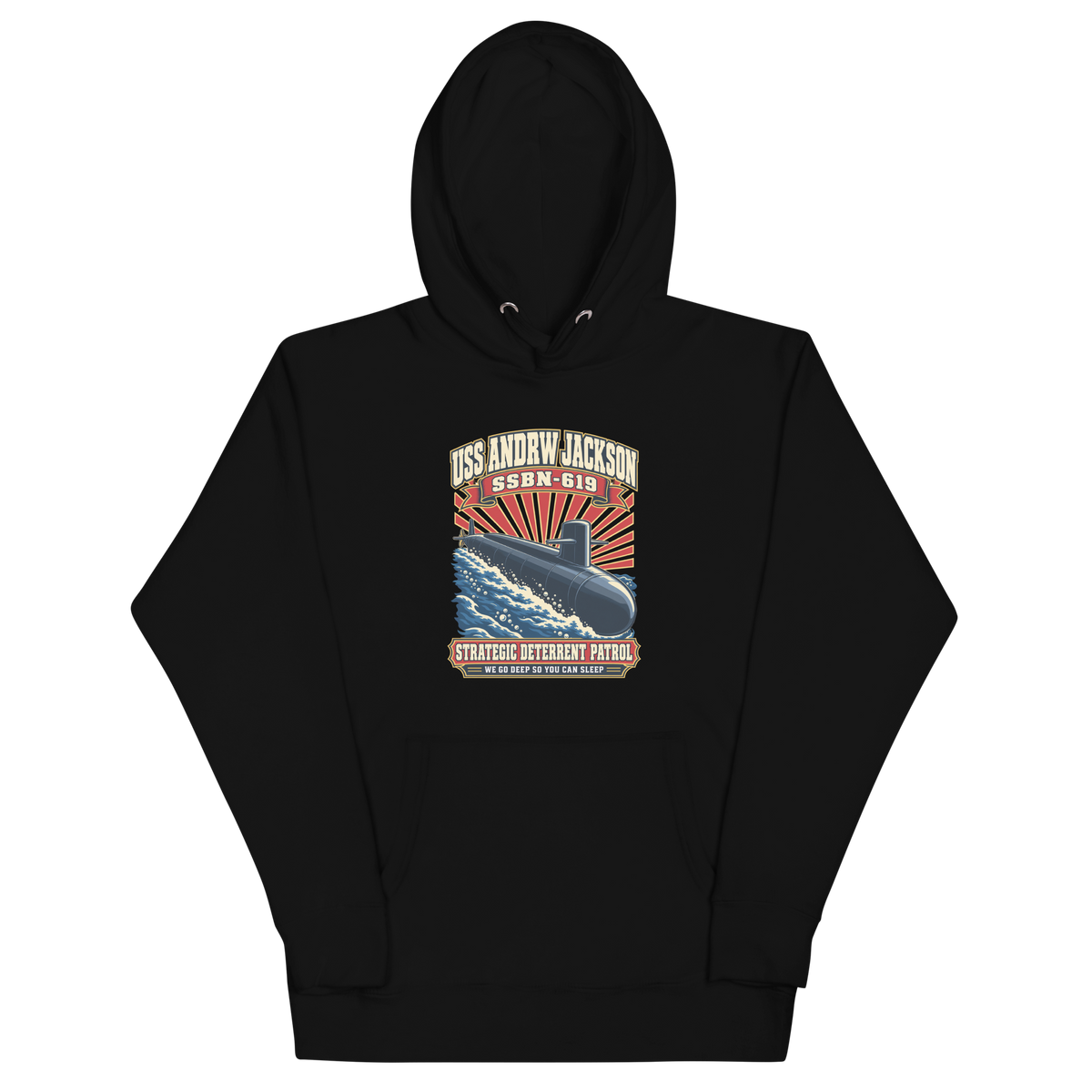 USS Andrew Jackson (SSBN-619) Deterrent Patrol Hoodie - Retro