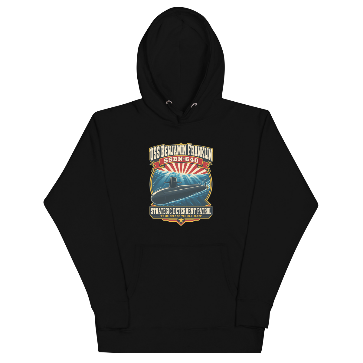 USS Benjamin Franklin (SSBN-640) Deterrent Patrol Hoodie - Retro
