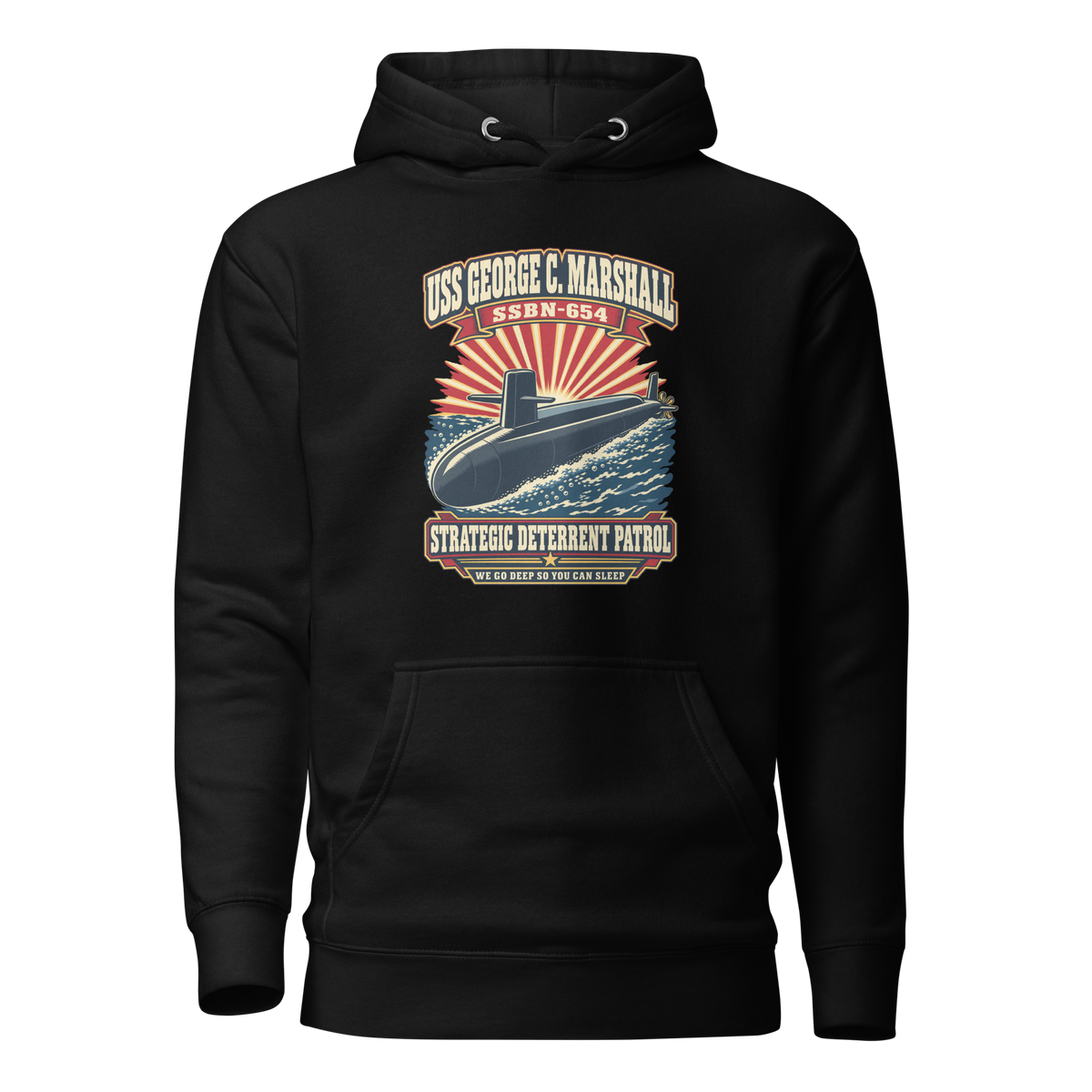 USS George C. Marshall (SSBN-654) Deterrent Patrol Hoodie - Retro