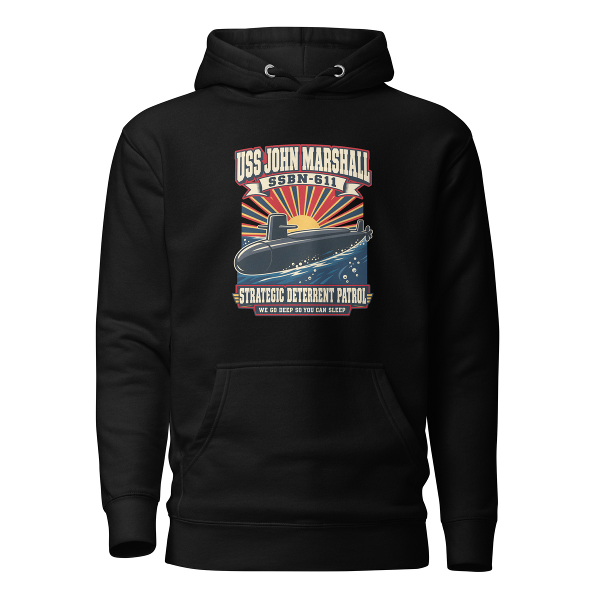 USS John Marshall (SSBN-611) Deterrent Patrol Hoodie - Retro