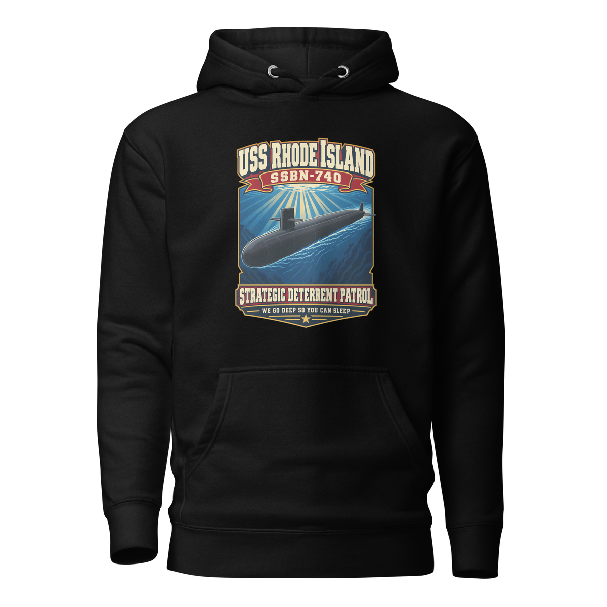 USS Rhode Island (SSBN-740) Deterrent Patrol Hoodie - Retro
