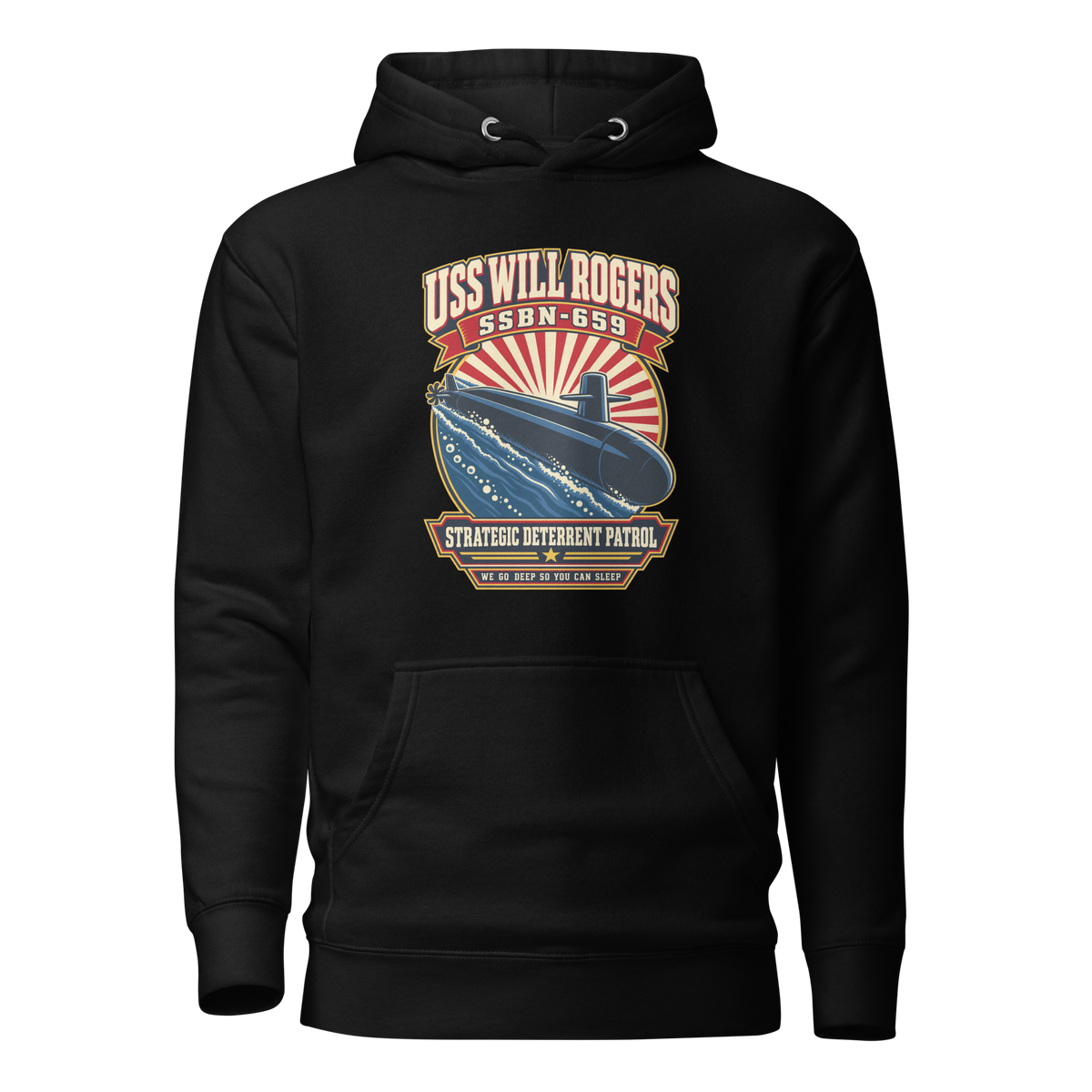USS Will Rogers (SSBN-659) Deterrent Patrol Hoodie - Retro