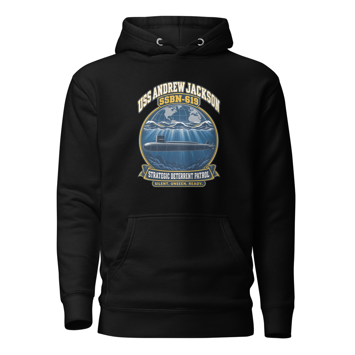 USS Andrew Jackson (SSBN-619) Deterrent Patrol Hoodie - Emblem