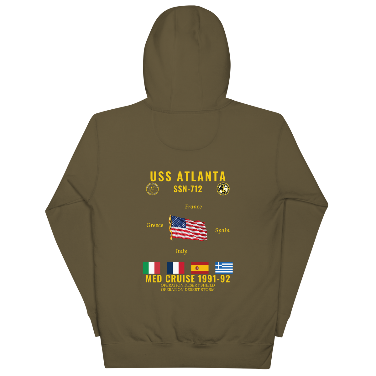 USS Atlanta (SSN-712) 1991-92 Med Cruise Hoodie