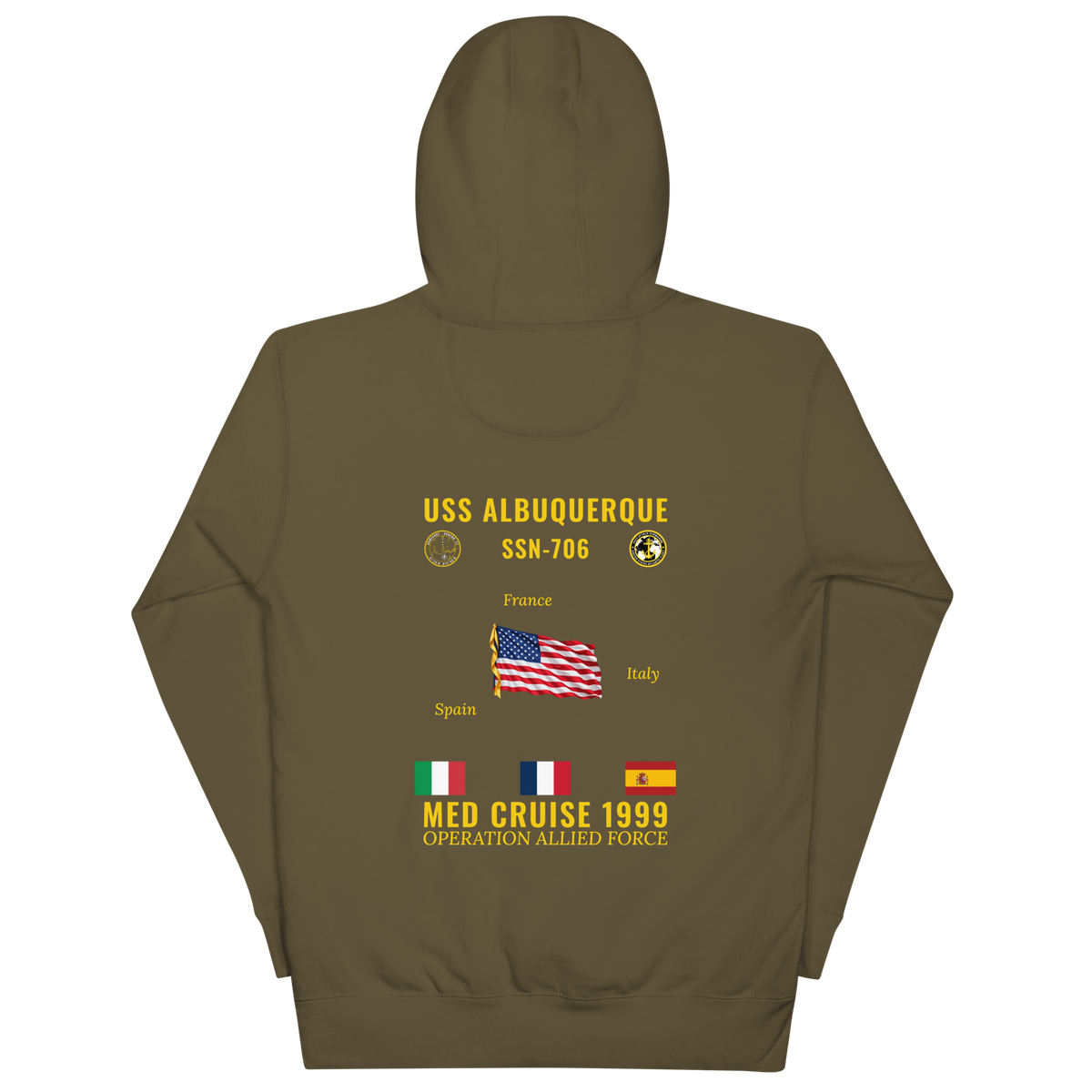 USS Albuquerque (SSN-706) 1999 Med Cruise Hoodie